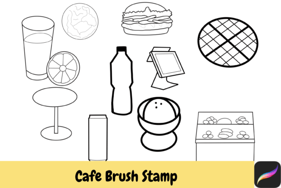 Download Cafe Procreate Brush Stamps IPAD - Procreate brush stamp Collection