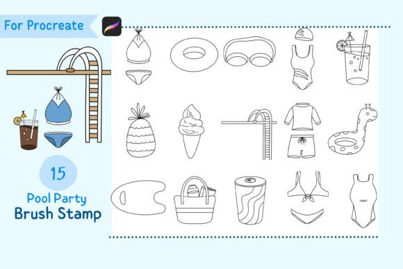 Download Procreate Brush Stamp Pool Party - Procreate brush stamp Collection