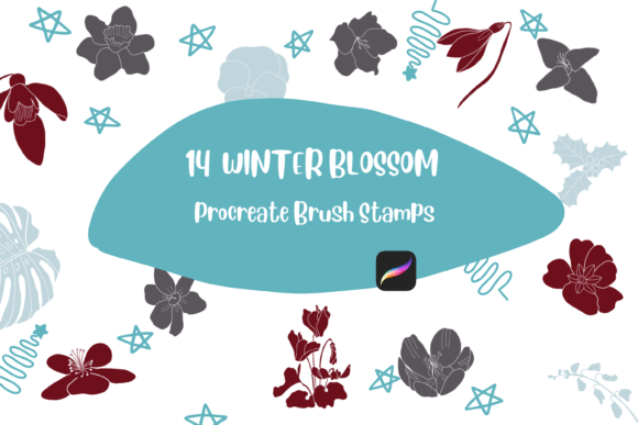 Download Procreate Brush Stamp Winter Blossom - Procreate brush stamp Collection