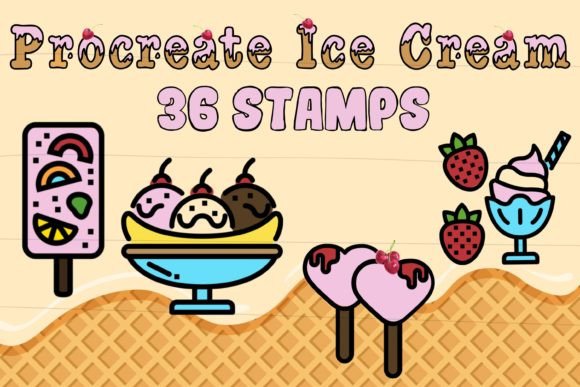 Download Procreate Ice Cream Stamps - 36 in All - Procreate ice Collection