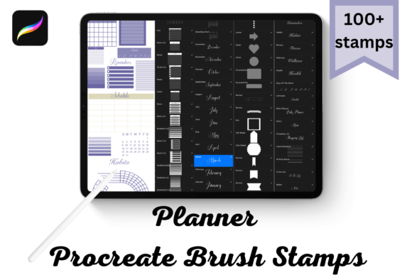Download Elegant Planner Procreate Brush Stamps - Procreate brush stamp Collection