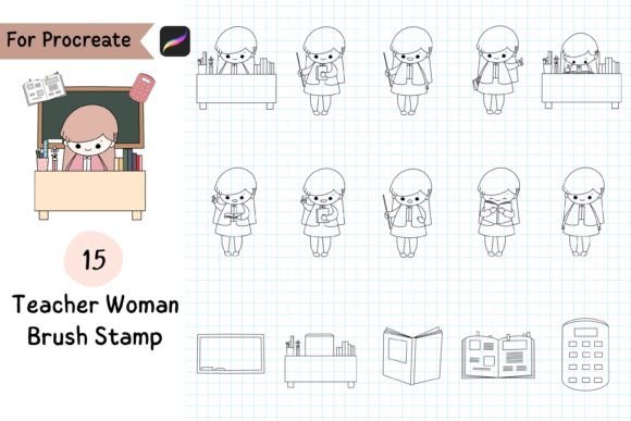 Download Procreate Brush Stamp Teacher Woman - Procreate brush stamp Collection