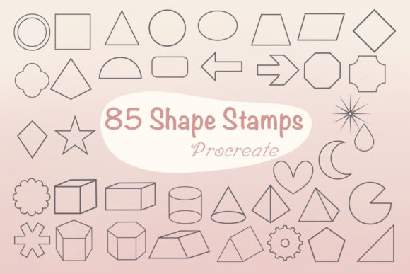Download 85 Shape 2D &amp; 3D Procreate Brush Stamps - Procreate brush stamp Collection