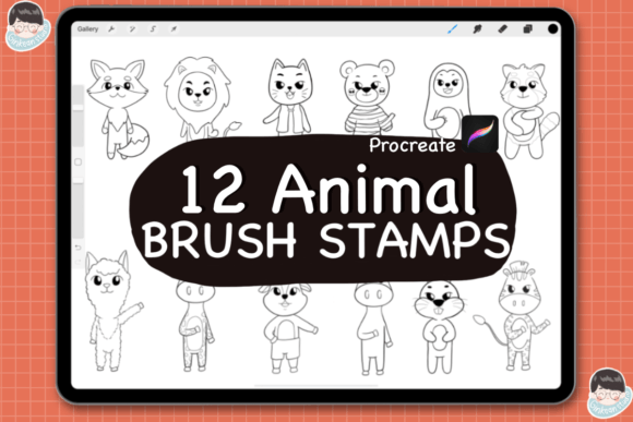 Download 12 Animal Procreate Brush Stamps,Doodle - Procreate brush stamp Collection