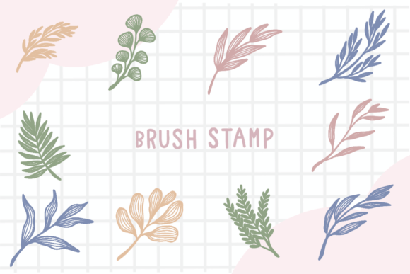 Download Line Art Leaf Procreate Brush Stamp - Procreate brush stamp Collection
