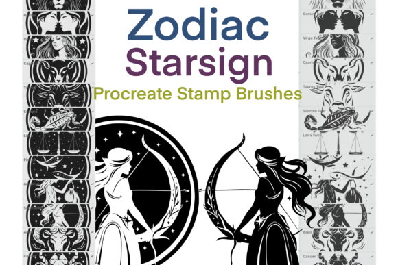 Download Zodiac Starsign Procreate Brush Stamps - Procreate brush stamp Collection