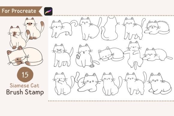 Download Procreate Brush Stamp Siamese Cat - Procreate brush stamp Collection