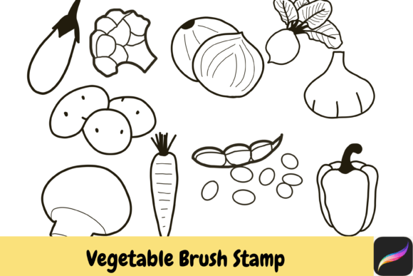 Download Vegetable Procreate Brush Stamps IPAD - Procreate brush stamp Collection