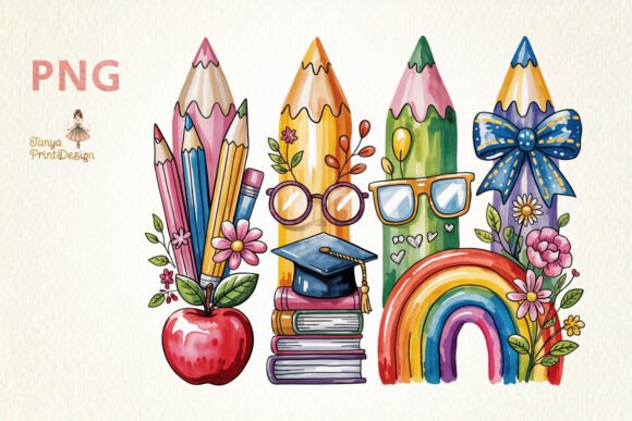 Download Back to School Watercolor Pencil Set PNG - Pencil Collection
