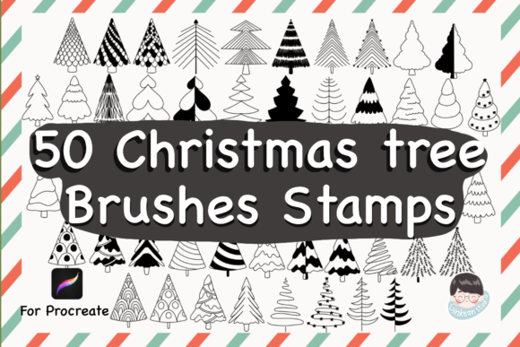Download 50 Christmas Tree Procreate Brush Stamps - Procreate brush stamp Collection