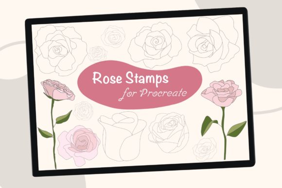 Download 24 Rose Procreate Brush Stamps - Procreate brush stamp Collection
