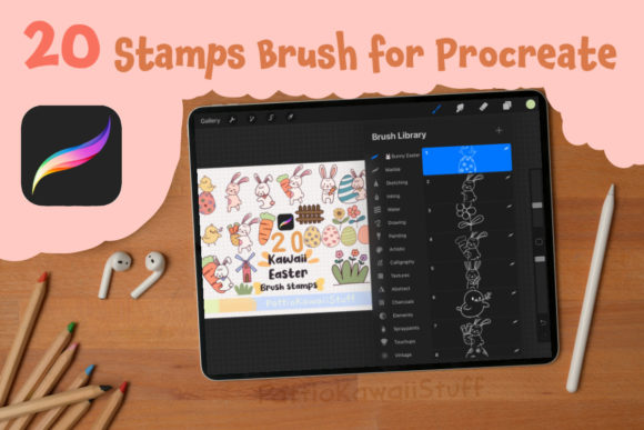 Download Procreate Brush Stamps Cute Bunny Easter - Procreate brush stamp Collection