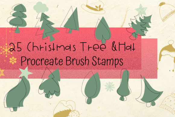 Download Procreate Brush Stamp Christmas Tree&amp;Hat - Procreate brush stamp Collection