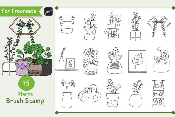 Download Procreate Brush Stamp Plants - Procreate brush stamp Collection
