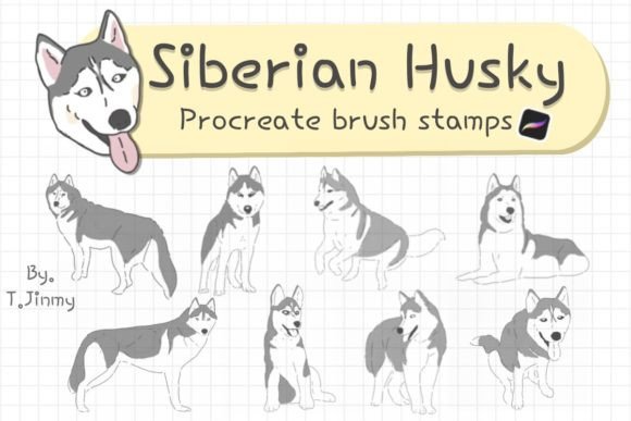 Download Siberian Husky Procreate Brush Stamps - Procreate brush stamp Collection